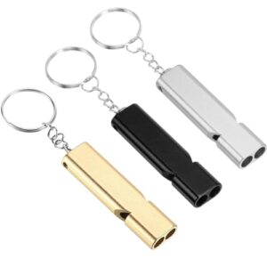 Notfallpfeife, Trillerpfeife aus Metall in Silber, Gold und Schwarz für Outdoor-Aktivitäten wie Camping, Wandern, Jagen und Bootfahren