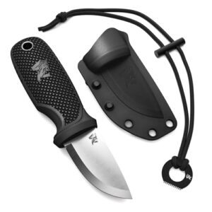 ODENWOLF W-MINI 2 Neck Knife aus D2 Stahl mit rutschfestem Griff, Holster und Feuerstarter, ideal für Outdoor-Abenteuer.