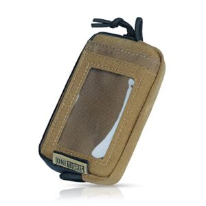 Brauner OneTigris Kartenhalter Geldbeutel aus 500D Nylon, kompakt mit Kartenfächern und transparentem Fenster für Dokumente, ideal für den täglichen Gebrauch.