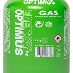 Hochwertige 450g Butan/Isobutan/Propan Gaskartusche für Outdoor-Aktivitäten, mit innovativem Ventil und grünem Design.
