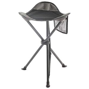 Portal Klapphocker faltbar mit Seitentasche, ultraleichter Dreibeinhocker für Angeln, Camping und Wandern, 53.3 cm hoch, 102 kg belastbar, schwarz.
