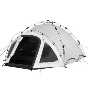 qeedo Quick Oak Dark Series Campingzelt in nachtschwarz, ideal für Camping und Festivals, mit abgedunkelter Schlafkabine und wasserdichtem Material, Platz für 3 Personen.