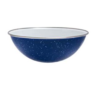 Blaue Emaille Schüssel mit Edelstahlrand, Durchmesser 15 cm, ideal für Salate und Snacks