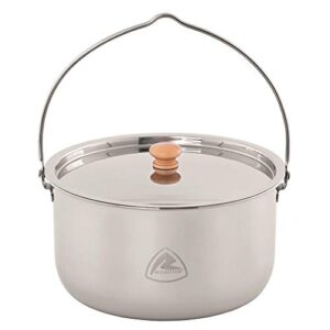 Robens Ottawa 4 L Camping Topf aus Edelstahl mit Deckel und Holzgriff, perfekt für Outdoor-Kochen.