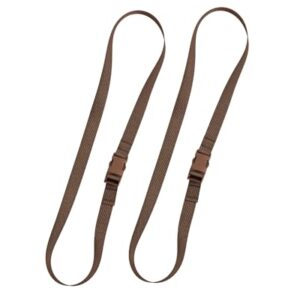 Zwei braune Savotta Pack Straps SR Buckle mit SR-Schnallen, 80 cm lang, ideal zum Befestigen und Transportieren von Outdoor-Ausrüstung. Robuste Textilmaterialien sorgen für Stabilität und Flexibilität.