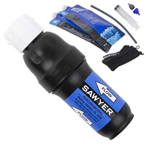 SAWYER PRODUCTS PointONE Squeeze Wasserfilter mit Zubehör für die Trinkwasseraufbereitung im Freien.