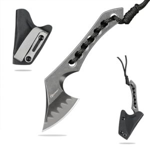 SDOKEDC Mini Axt aus 9CR18MOV Stahl mit feststehender Klinge und ergonomischem Griff, ideal für Outdoor-Aktivitäten