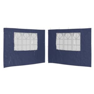 Zwei blaue Seitenwände mit Fenster für ein Partyzelt, idealer Schutz für Outdoor-Events, wasser- und UV-beständig.