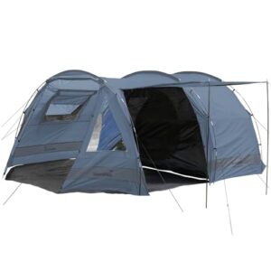 Skandika Kambo Tunnelzelt für 4 Personen in blau, ideal für Camping mit mehreren Eingängen und einem geräumigen Wohnbereich.