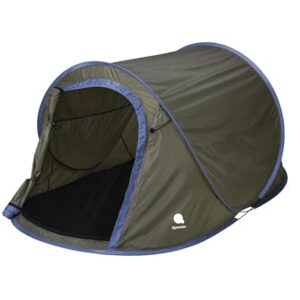 Spetebo Pop Up Wurfzelt in Olivgrün mit automatischem Einhandmechanismus für Trekking und Camping, geeignet für 2 Personen.