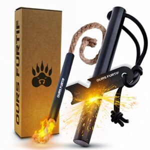 Survival Feuerstahl XXL mit Paracord und Feueranzünder Set für Outdoor-Abenteuer, robustes Design, hochqualitatives Ferrocerium, über 20.000 Anwendungen.