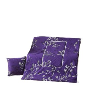 Surwin Reisedecke und Kissen 2 in 1 in tiefem Lila mit floralem Muster, perfekt für Reisen und Zuhause