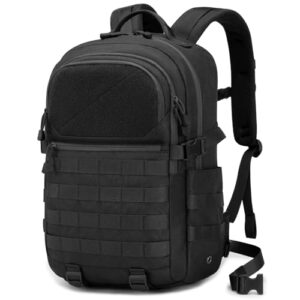 HALOVIE taktischer Rucksack 28L in Schwarz, ideal für Outdoor-Aktivitäten, ausgestattet mit Molle-Erweiterungssystem und ergonomischen Schultergurten.