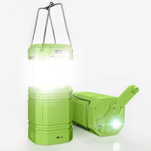 Tragbare Solar Camping Laterne mit hellem LED-Licht, 3000mAh Power Bank und Handkurbel, ideal für Outdoor-Aktivitäten und Notfälle.
