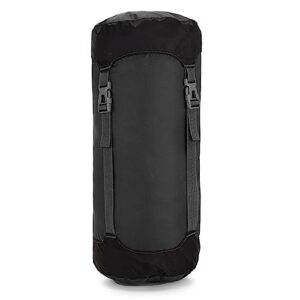Schwarzer Kompressionssack aus reißfestem 210D-Nylon, ideal für Rucksackreisen, Wandern und Camping, bietet wasserdichten Schutz und Platzersparnis.