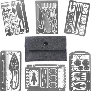 Überlebenskarte in Silber, 6-in-1 Multitool für Angeln, Camping und Outdoor-Aktivitäten, ideal für Abenteuerlustige.