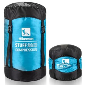 Ultraleichter wasserabweisender Kompressionssack für Schlafsäcke in Saphirblau, ideal für Platzersparnis beim Camping, Wandern und Outdoor-Aktivitäten.