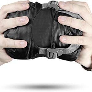Der normani Ultralight Schlafsack Runty in dunkel-schwarz, aus 3D Mikrofaser Microtech, kompakta Größe 210 cm x 75 cm x 60 cm, ideal für Outdoor-Aktivitäten.