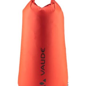 Leuchtend roter wasserdichter VAUDE Pump Sack, konische Form mit Tragegriff, ideal für Camping und Outdoor-Aktivitäten.