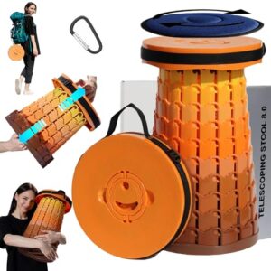 Verbesserter dickerer zusammenklappbarer Hocker mit Kissen, teleskopische Höhe von 50cm, belastbar bis 450kg, ideal für Camping und Angeln.
