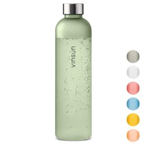 Vinsun Trinkflasche 1l grün, wiederverwendbar, Kohlensäure geeignet, BPA frei, Tritan, nachhaltige Getränke Flasche für Sport, Outdoor, Schule, Uni, Fahrrad, Büro, Gym