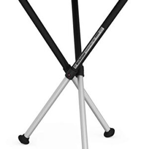 3-beiniger Klapphocker Walkstool Comfort in Schwarz und Silber mit einer Sitzhöhe von 65 cm, ideal für Camping und Freizeitaktivitäten.