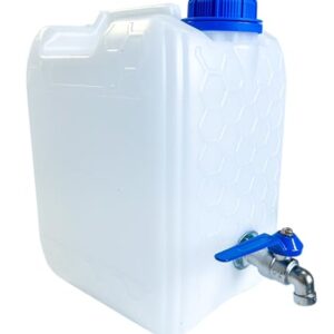 Wasserkanister mit Hahn, 5 Liter, Trinkwasser Kanister mit Zapfhahn Verzinkt, Wassertank BPA-frei, Wasserbehälter mit Schraubdeckel für Camping - Weiss Farbe