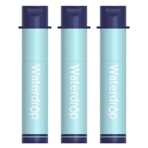 Waterdrop Wasserfilter System für Outdoors, entfernt 99,99% aller Bakterien, ideal für Camping und Notfälle, mit drei tragbaren Wasserfilter Strohhalmen in mintgrün.