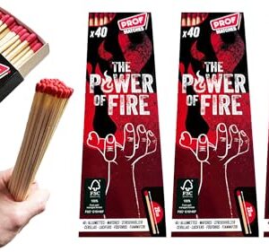 XXL Streichhölzer im 5er Pack – 20 cm lange Premium Zündhölzer für sicheres Feuerentfachen beim Camping, Grillen und Outdoor-Aktivitäten.