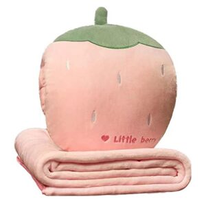 YGMXZL Reisedecke und Kissen 3 in 1 in Erdbeerdesign, ideal für Kinder und Reisen, weich und vielseitig einsetzbar.
