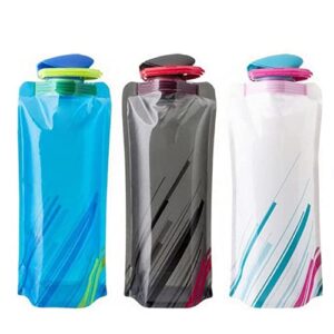Unisex Wasserbeutel Set mit 3 faltbaren Flaschen aus BPA-freiem Material für Wandern, Abenteuer und Reisen