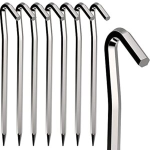 Set von 8 robusten Aluminium-Zeltheringen, 18 cm lang, ideal für den Einsatz beim Camping, Angeln und Zeltaufbau. Die Heringe sind rostfrei und bieten optimalen Halt in verschiedenen Bodenbedingungen.