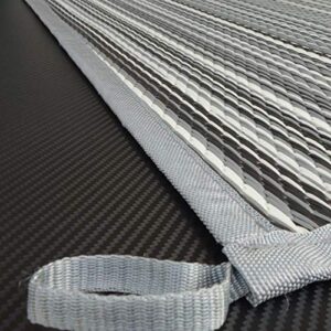Schlauchland Zeltteppich odooro WAVETEX Stripe 2,0m x 1,0m in grauer Streifenoptik, ideal für Camping und Outdoor-Anwendungen, strapazierfähig und pflegeleicht.