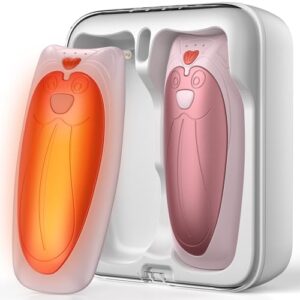 Elektrischer Handwärmer im 2er-Pack in rosa, inklusive 10000-mAh-Ladekoffer und ergonomischem Design für schnelle Wärme.