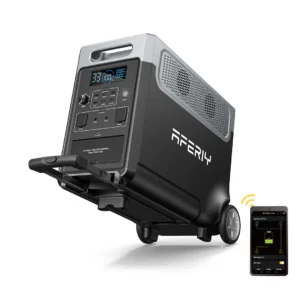 AFERIY P310 tragbare Powerstation mit 3600 W Ausgangsleistung und modular erweiterbarer Kapazität – ideal für Camping, Outdoor und Notstromversorgung.