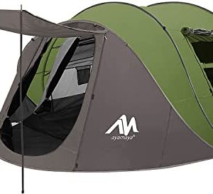 AYAMAYA Easy Pop Up Zelt für 6 Personen - Doppelschichtiges wasserdichtes Sofortzelt mit Vorraum und Veranda, große Größe, automatische Einrichtung, 4–6 Personen Wandern