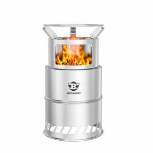Effizienter Hobo Kocher für Outdoor-Aktivitäten, Holzvergasersystem aus Edelstahl mit Tasche, ideal für Camping und Gartenpartys