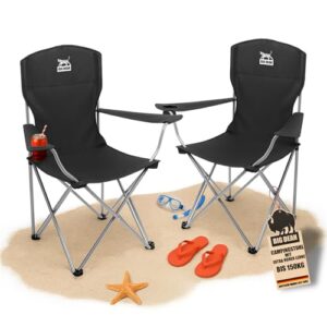 Zweisitzer Campingstuhl mit extra hoher Lehne, max. 150kg belastbar und faltbar für einen komfortablen Aufenthalt auf dem Campingplatz oder an einem See