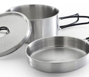 Campingaz Topf-Set Trekking Kit, 3-teilig (Edelstahl, 1 Topf + 1 Deckel + 1 Pfanne)