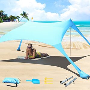 Das Cuupo Strandzelt bietet perfekten Schatten für 4-5 Erwachsene. Es ist wasserdicht, hat eine hervorragende Belüftung und verfügt über einen UV-Schutzbeschichtung mit UPF 50.