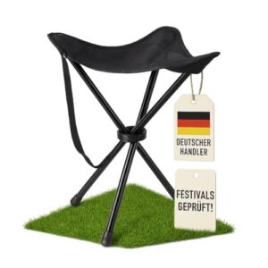 Dreibeiniger Campinghocker, faltbar und ultraleicht mit einer Sitzfläche von 30cm bis 100kg belastbar, ideal für Outdoor-Wanderungen, Festivals und Messen