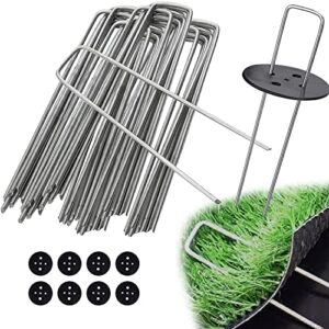 50 Stück Erdanker aus Metall, verzinkt, für Garten und Kunstrasen, inklusive 8 Unterlegscheiben