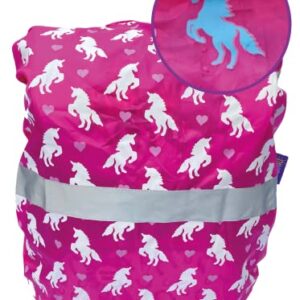 Regenkleid mit Einhornmotiv für Kinder - Farbe wechselt bei Nässe - Reflektierende Sicherheitsstreifen - Wasserfestes Polyester - Universalgröße