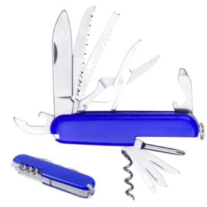 Jawutzsch Schweizer Taschenmesser mit 11 Funktionen, ideal für Outdoor-Aktivitäten wie Camping und Wandern.