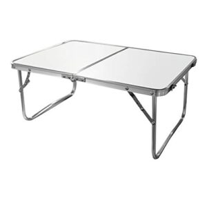 Klappbarer Strandtisch, niedriger Strandtisch, 60x40x25 cm, cremefarben, Metallgestell, Holztischplatte, kleiner klappbarer Campingtisch mit Sicherheitsverschluss für Strand- und Camping-Ausflug