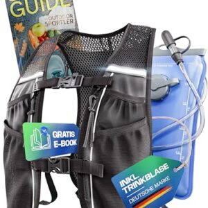 Laufweste Damen und Herren 5L Trinkblase Laufen Trinkrucksack Ultraleicht atmungsaktiv Reflektoren Sicherheitspfeife