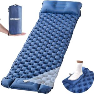 Camping Isomatte mit Fußpresse Pumpe, ultralight und faltbar, ideal für Outdoor-Aktivitäten wie Wandern, Radfahren und Strandbesuche