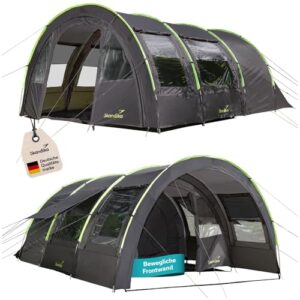 Tunnelzelt Kemi für 4 Personen, wasserfest, flexible Frontwand, zwei Schlafkabinen, Camping Zelt