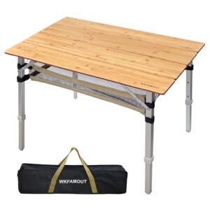Klapptisch für Camping, Wandern und Picknick - Bambus Tisch mit Aluminium Beinen