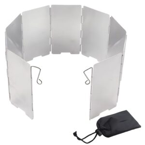 Zwei Stücke Windschutz für Gaskocher und Campingkocher, 9 Lamellen aus Aluminium, tragbare Windschutzscheibe Windscreen für Outdoor-Grill und Kocher, Silberfarbe